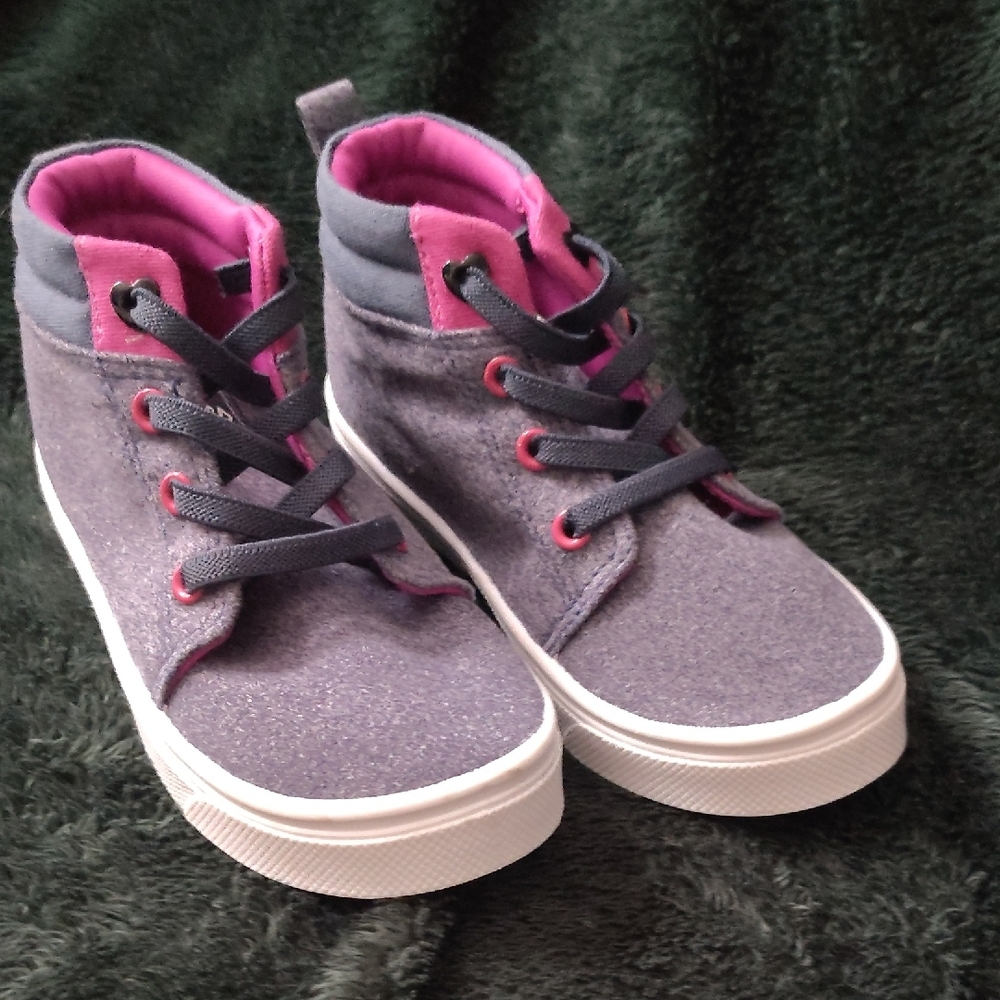 Stylish Kids High-Top Sneakers - Gray and Pink
